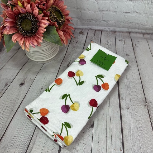 NWT Kate Spade Cherry Patterned cotton Kitchen Towel Set designer cherry girl - Picture 1 of 6